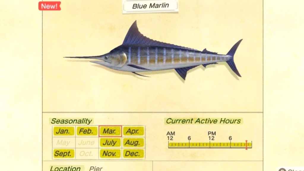 Blue Marlin Stats Animal Crossing New Horizons