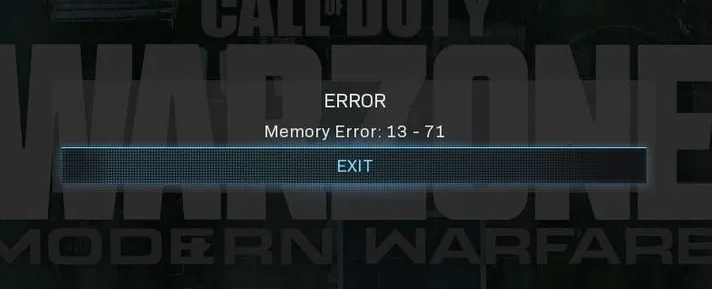 Warzone Memory Error 13-71