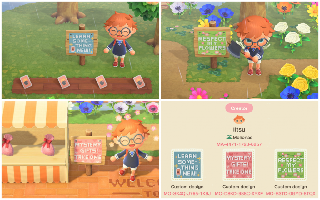 animal crossing qr codes - visitor signs