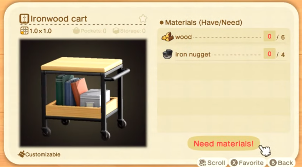 Ironwood Furniture Recipes in Animal Crossing New Horizons
