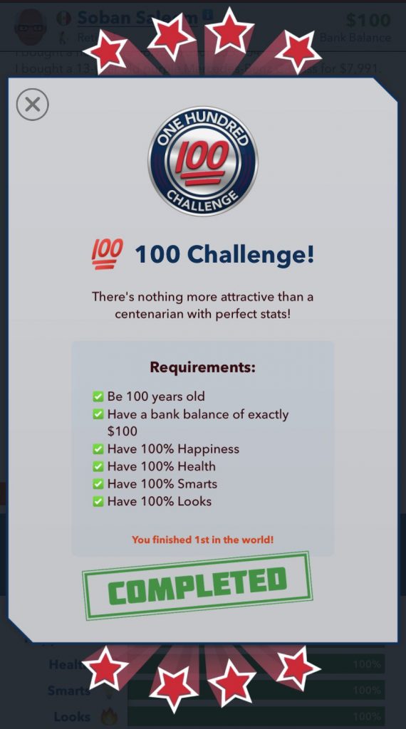 BitLife 100 Challenge Requirements