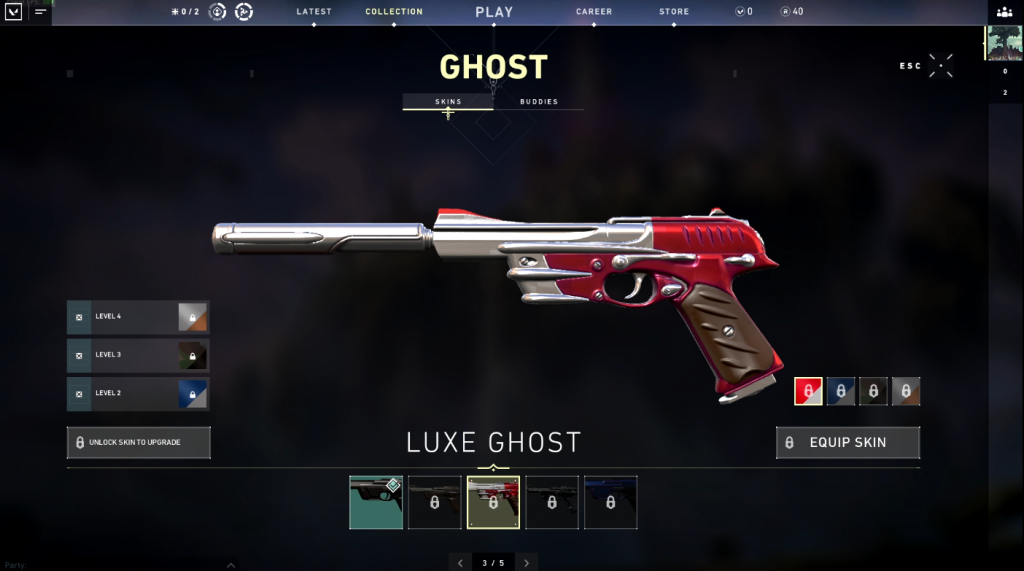 Valorant Luxe - Ghost (Red) Skin