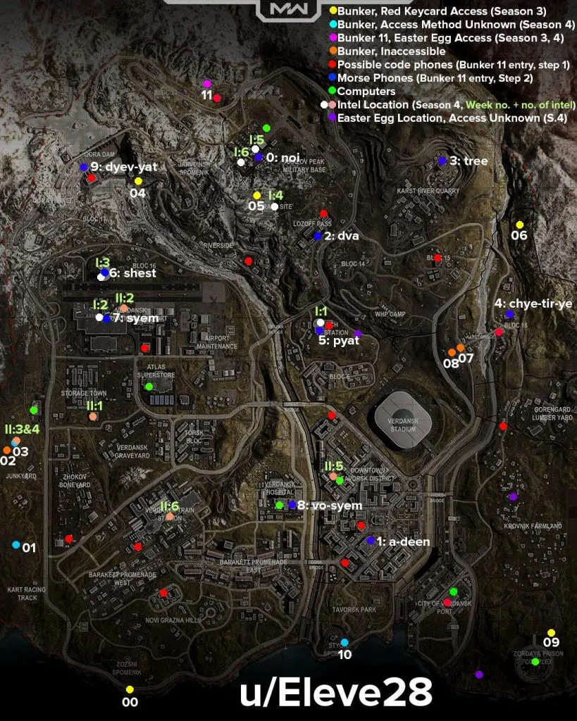 Call of Duty: Warzone Map for Bunkers, Intel, and Easter Eggs