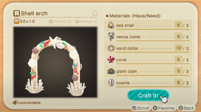 Shell Arch - Shell Items in Animal Crossing New Horizons