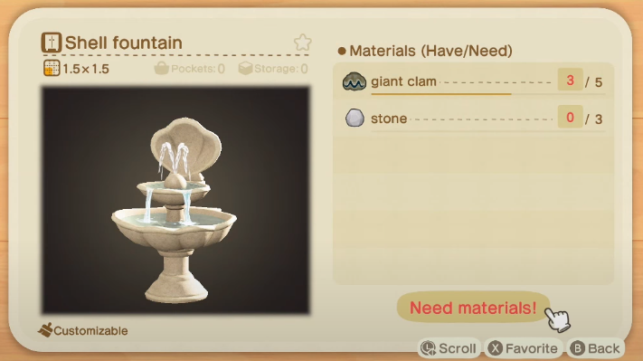 Shell Fountain - Shell Items in Animal Crossing New Horizons