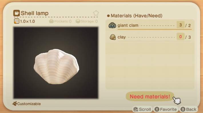 Shell Lamp - Shell Items in Animal Crossing New Horizons