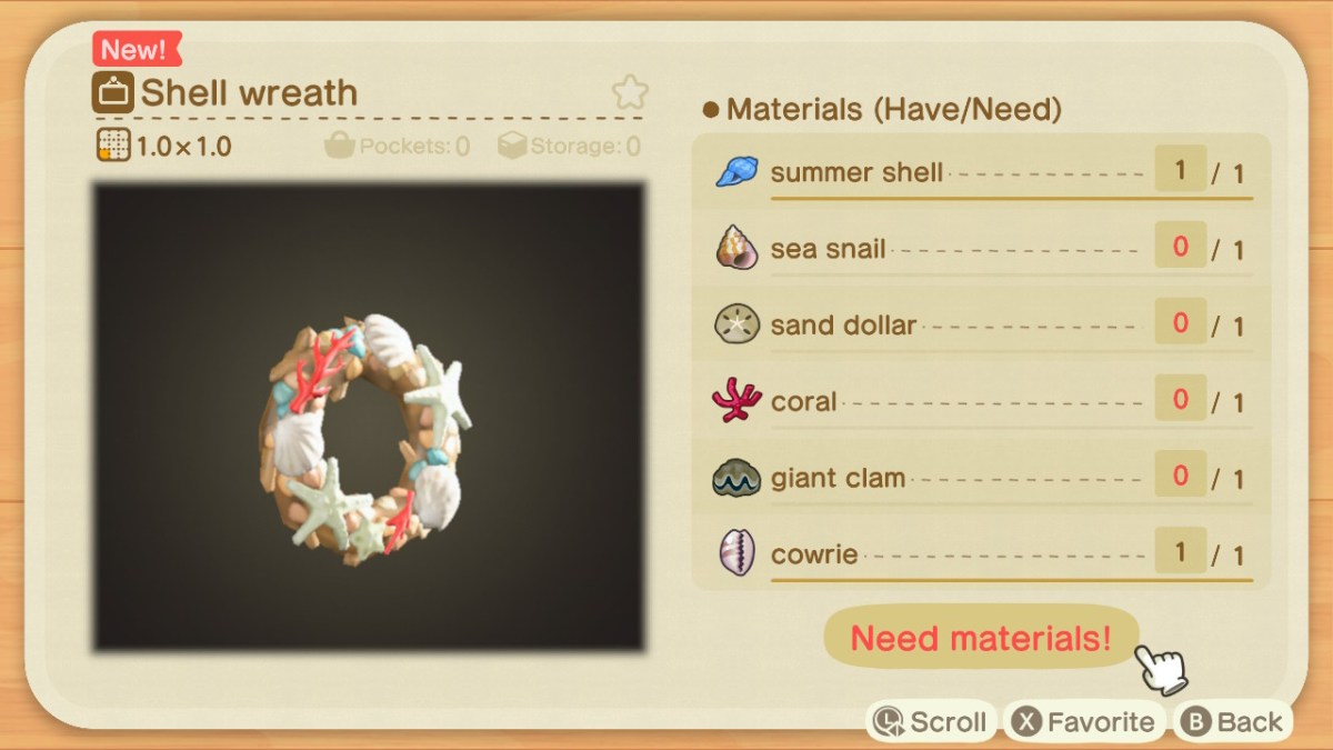 Shell Recipes in Animal Crossing New Horizons