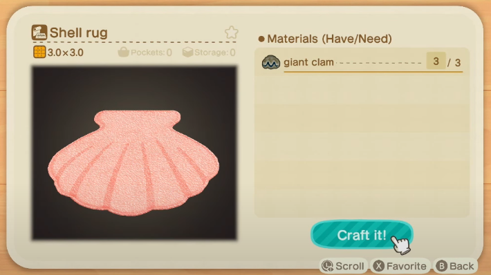Shell Rug - Shell Items in Animal Crossing New Horizons
