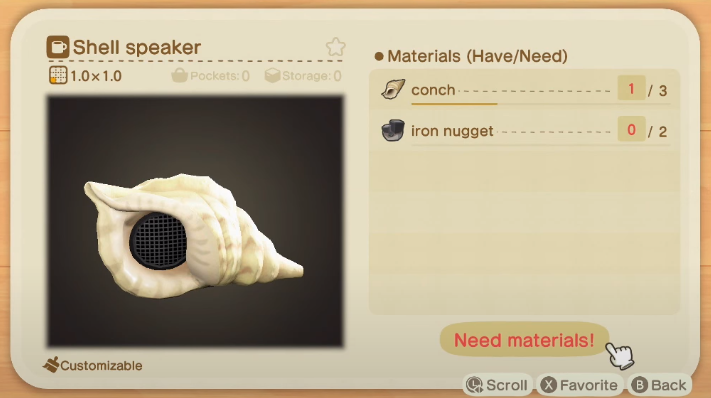 Shell Speaker - Shell Items in Animal Crossing New Horizons