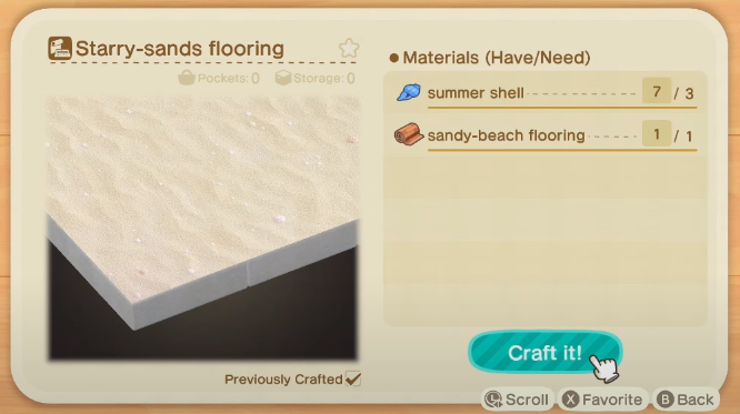 Starry-sands Flooring - Animal Crossing New Horizons Summer Shell Recipes