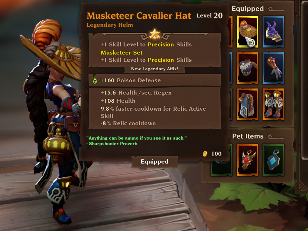 Musketeer Cavalier Hat | Torchlight 3 Legendary Items List