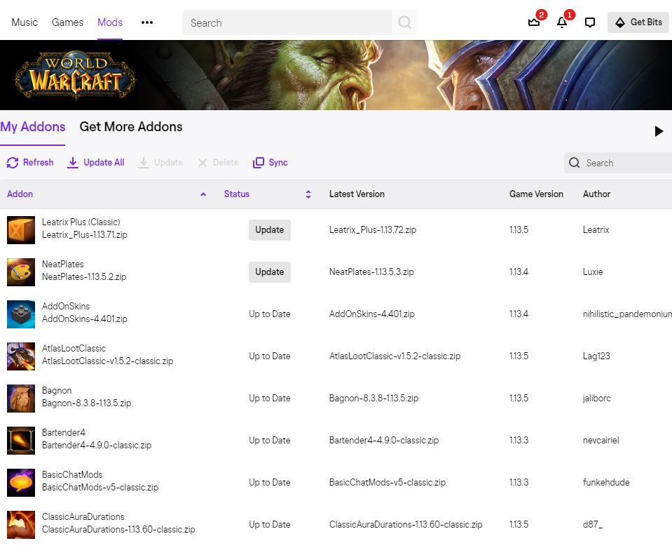 twitch app wow classic addons