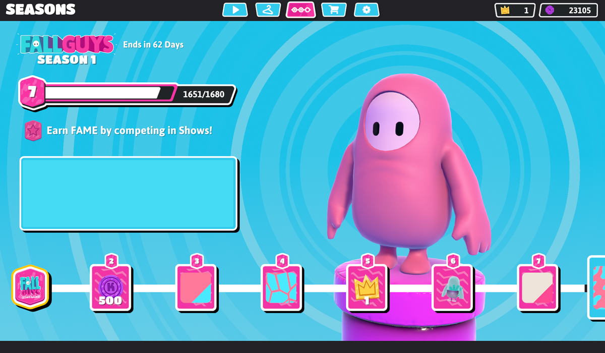 Fall Guys Season 1 Rewards Crowns, Kudos, and Cosmetics