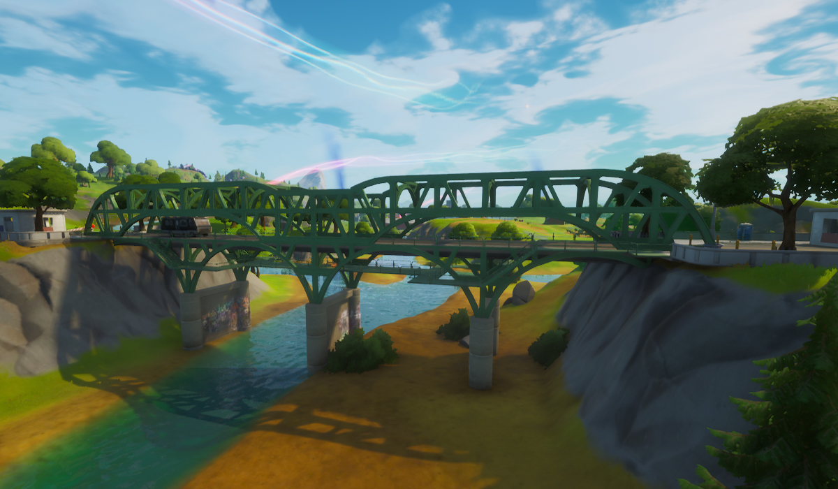 Ride a Motorboat Under Different Colored Steel Bridges in Fortnite