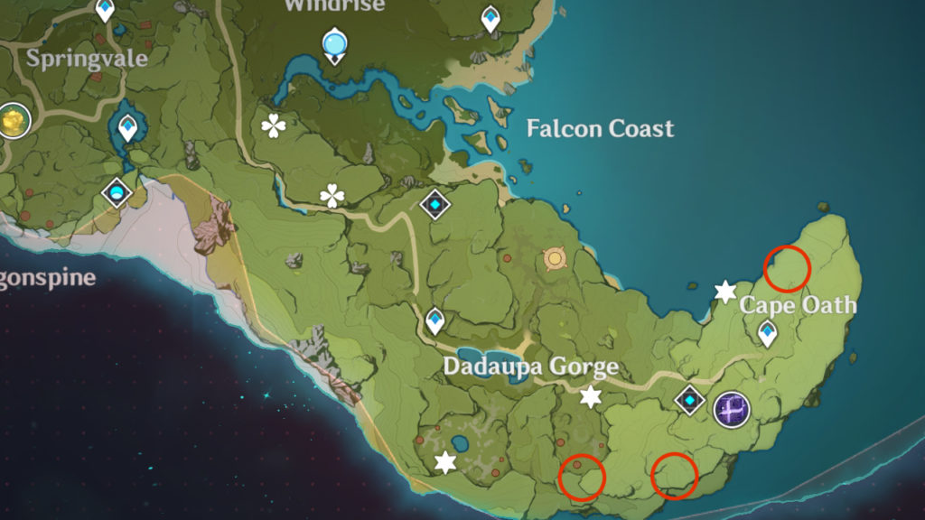 Where to find Pinecones in Genshin Impact 0 Dadaupa Gorge and Cape Oath