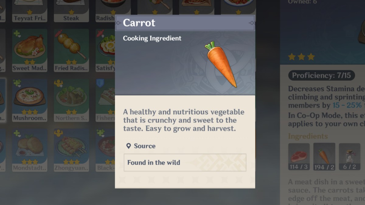 Where to get Carrots in Genshin Impact