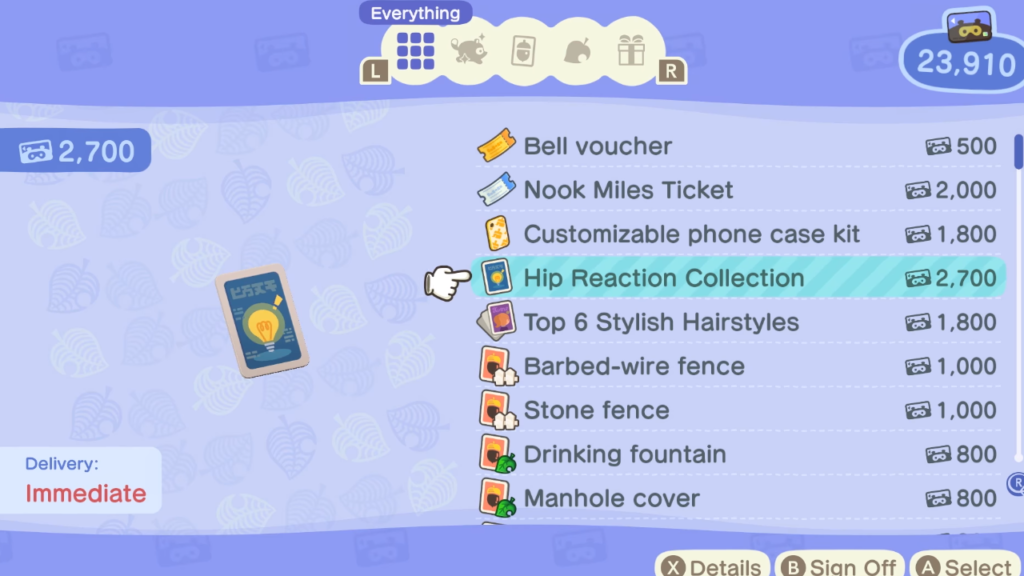 Animal Crossing New Horizons Winter Update - Hip Reaction Collection