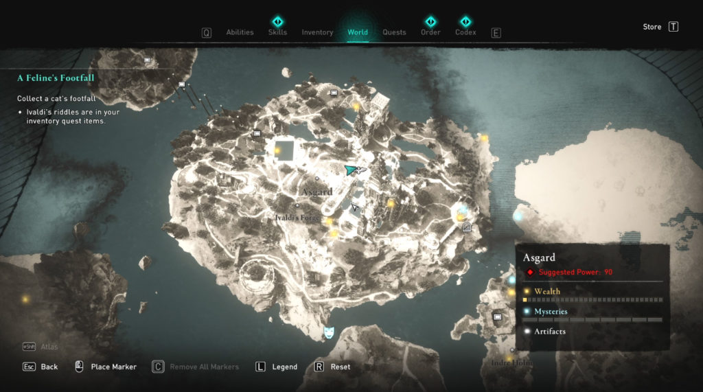 How to collect a Cat's Footfall in Assassin's Creed Valhalla Map