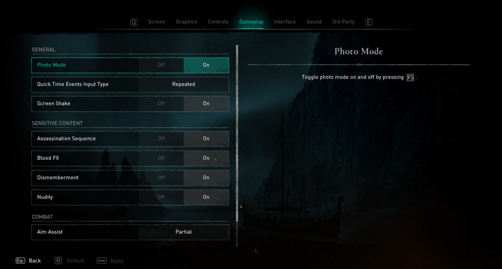How to use Photo Mode in Assassin's Creed Valhalla - Enable from Menu