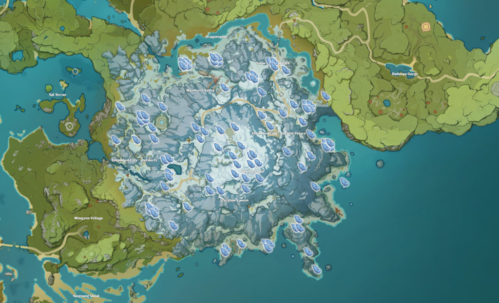 Genshin Impact Dragonspine Starsilver Map