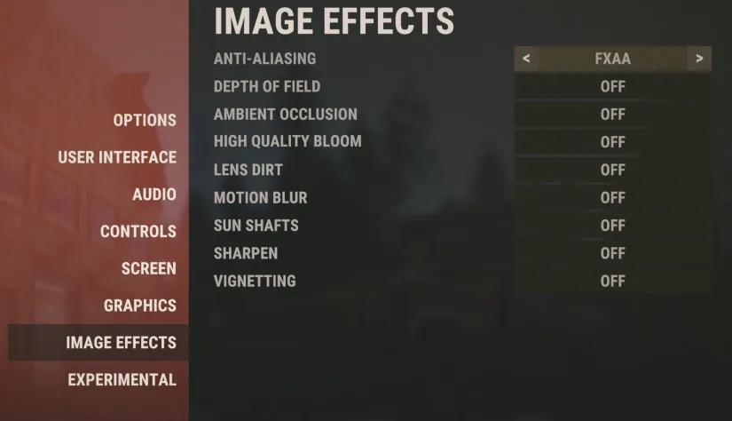 Rust Image Effects Settings