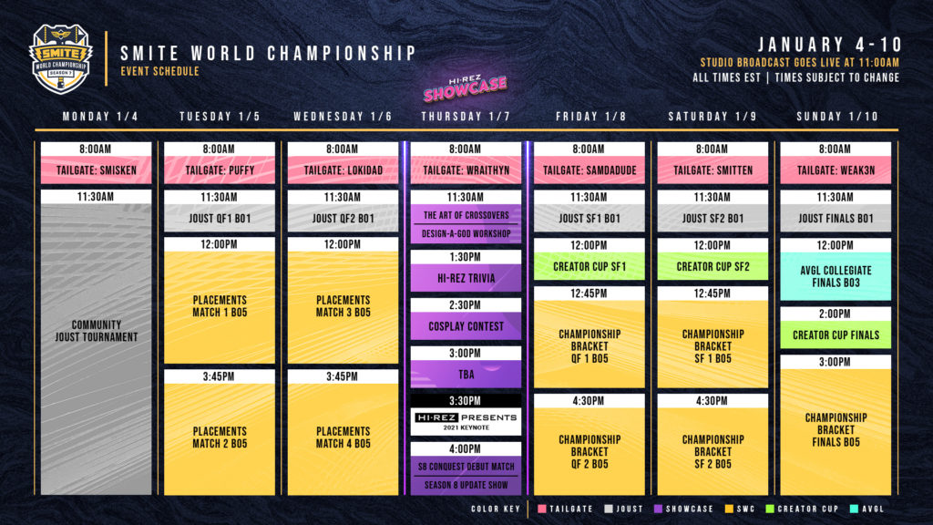 SMITE World Championship 2021 Schedule