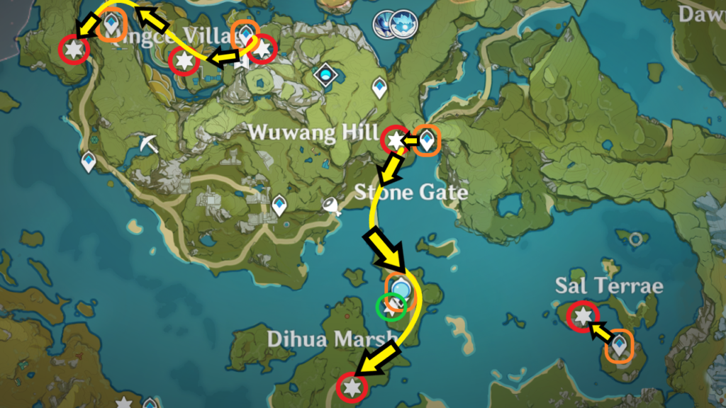 Farming Routes and Respawning Artifact Locations - Area 1: Qingce Village and Stone Gate