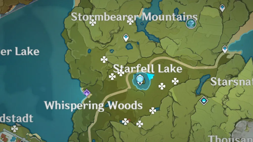Where to find Sunsettia - Stormbearer Mountains and Starfell Lake