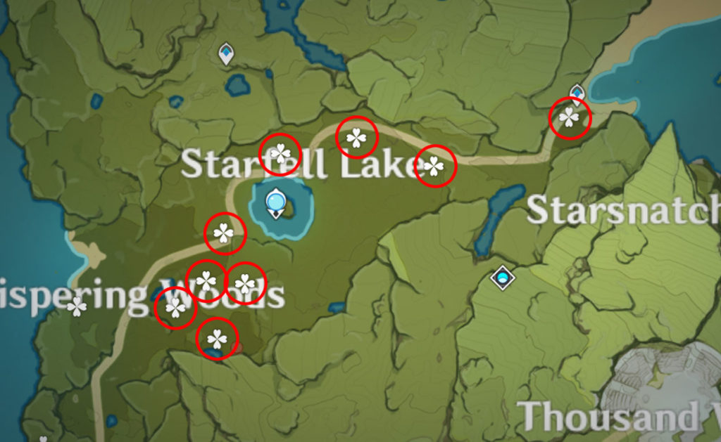 Sweet Flowers Locations - Thousand Winds Temple - Starfell Lake
