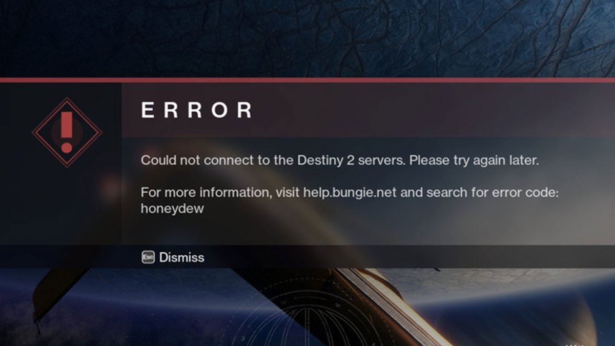 Destiny 2 Error Code HONEYDEW