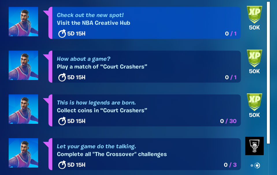 Fortnite NBA The Crossover Challenges