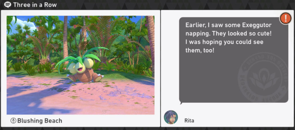 New Pokemon Snap Blushing Beach Day Requests - Three in a Row