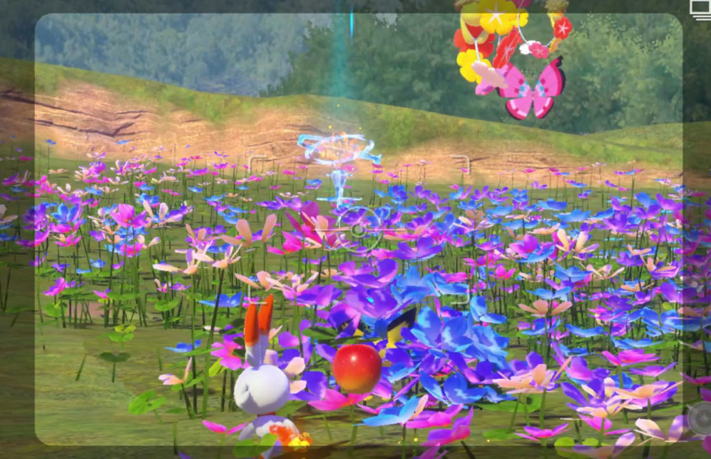 Toss a Fluffruit at Pichu in the Flowery Fields - New Pokemon Snap