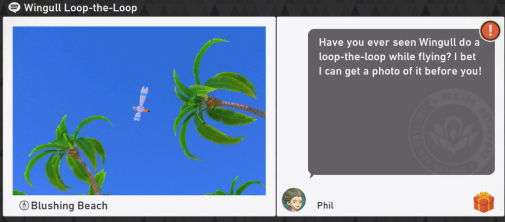 New Pokemon Snap Blushing Beach Day Requests - Near the Water's Edge - Wingull Loop-the-Loop