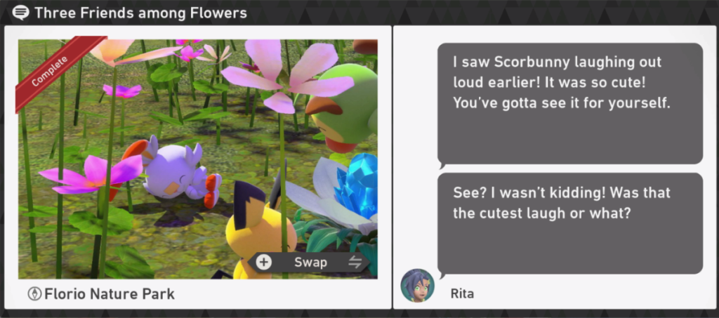 New Pokemon Snap - Florio Nature Park Day Request - Three Friends Among Flowers
