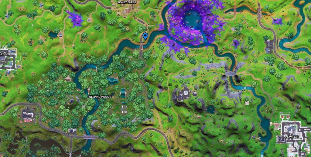 Where to find a Dead Drop in Weeping Woods in Fortnite Map
