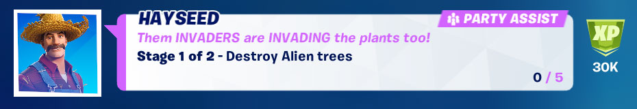 Where to find Alien Trees in Fortnite Hayseed Destroy