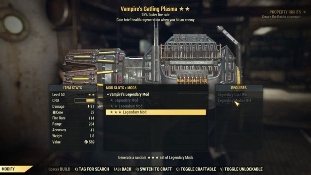 How to get Legendary Cores in Fallout 76