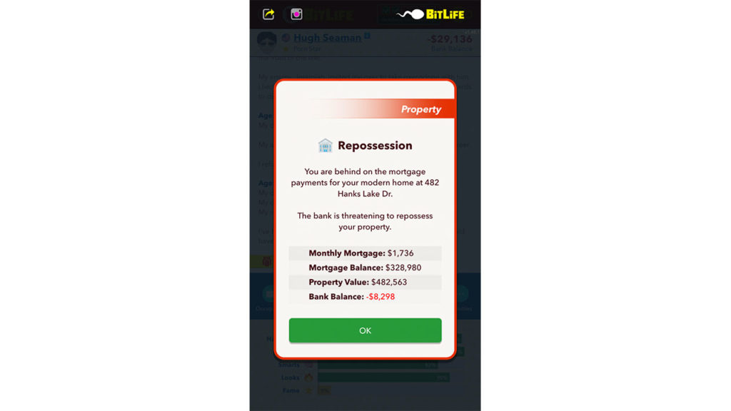 How to have your home repossessed in BitLife