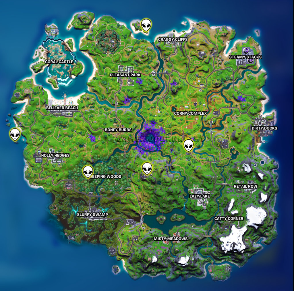 Fortnite – Week 9 Alien Artifacts locations 