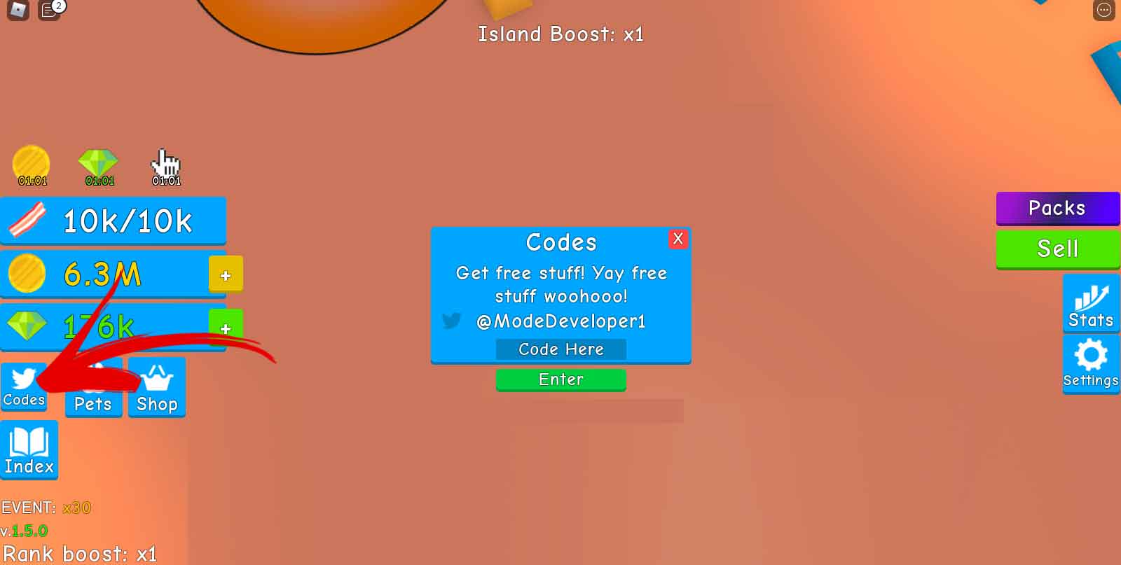 How to redeem codes for Bacon Simulator