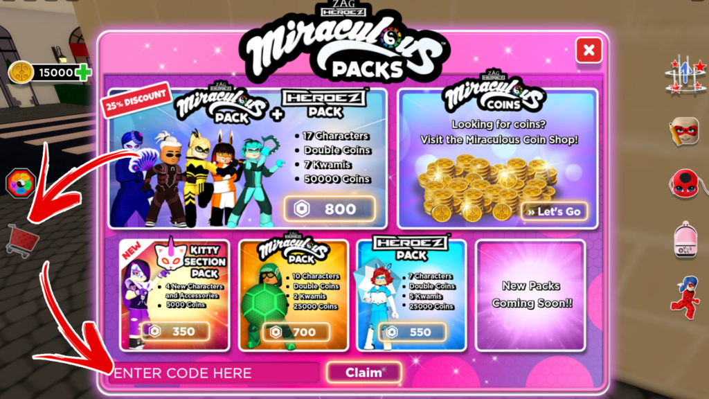 How to redeem codes for Miraculous RP
