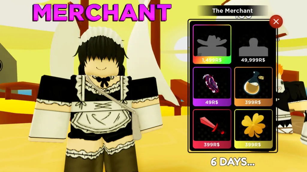 What is The Merchant selling in Anime Fighters?