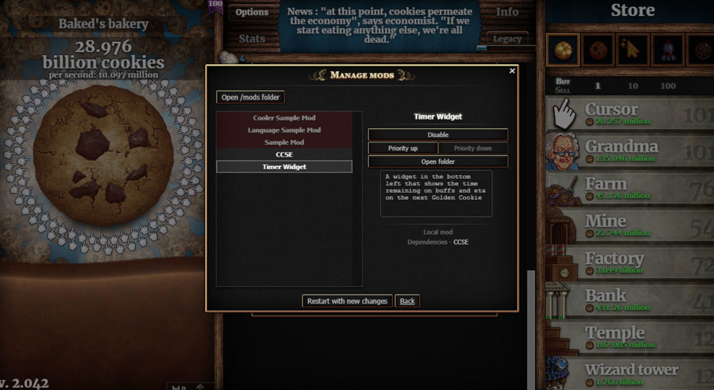 MoshMages' Cookie Clicker Mods