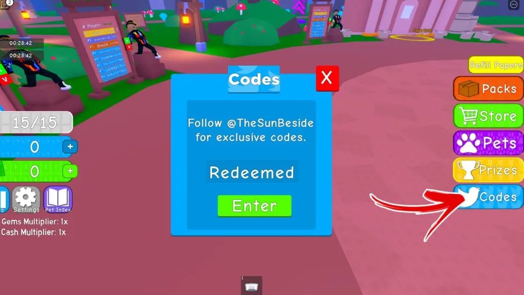 How to redeem codes for Printing Simulator