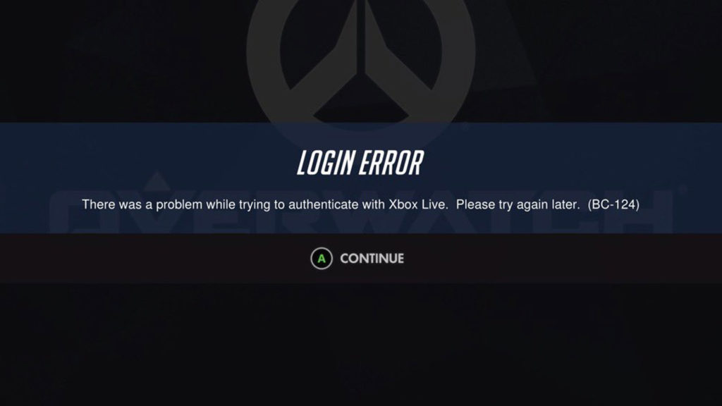 Overwatch Login Error BC-124 on Xbox - How to Fix