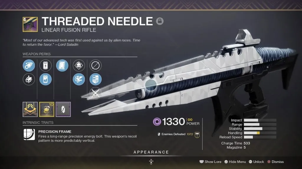 Destiny 2 Season 15 PvE Meta Weapons Guide - Threaded Needle