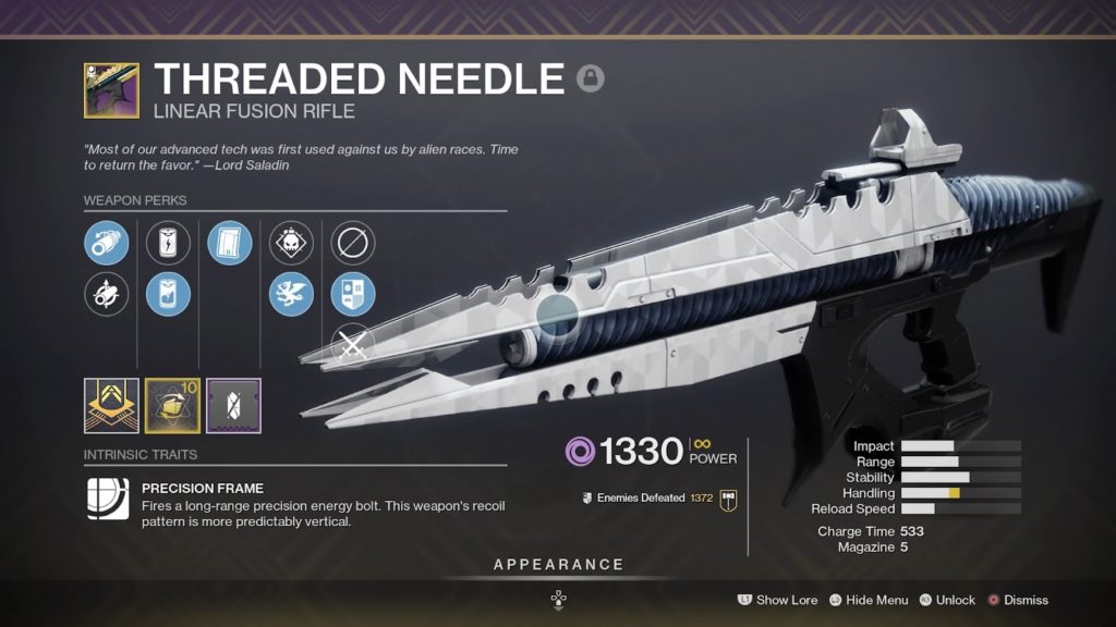 Destiny 2 Best Weapons for Grandmaster Nightfalls - Threaded Needle