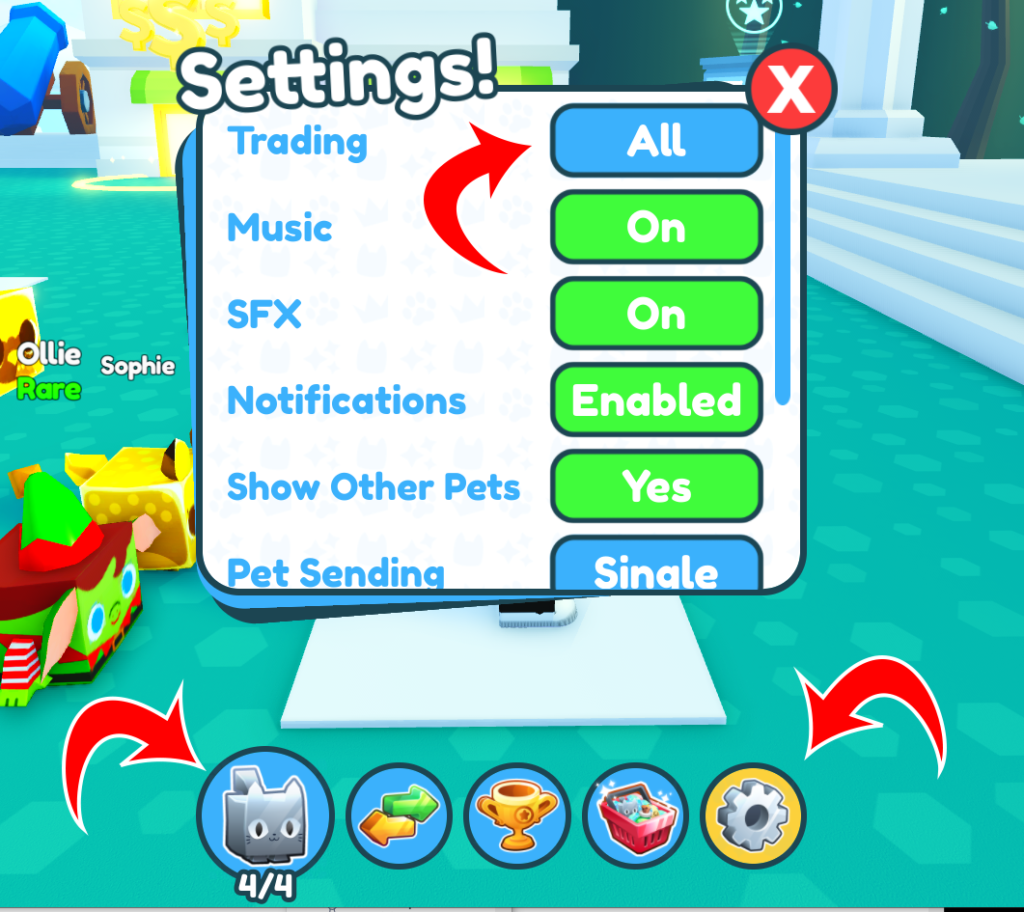 Pet Simulator X Trade Settings