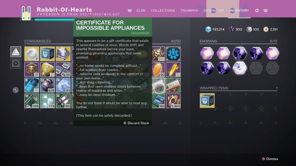 What Do Certificates for Impossible Appliances Do in Destiny 2? What Do Certificates for Impossible Appliances Do in Destiny 2?